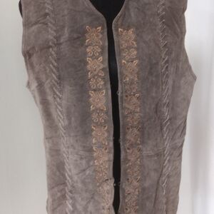 Embroidered Suede Vest